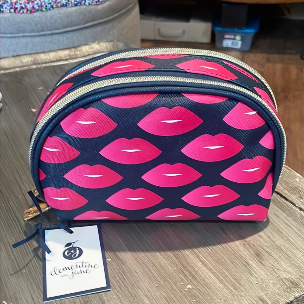 Clementine and June Pink Lips Cosmetic Bag. NWT